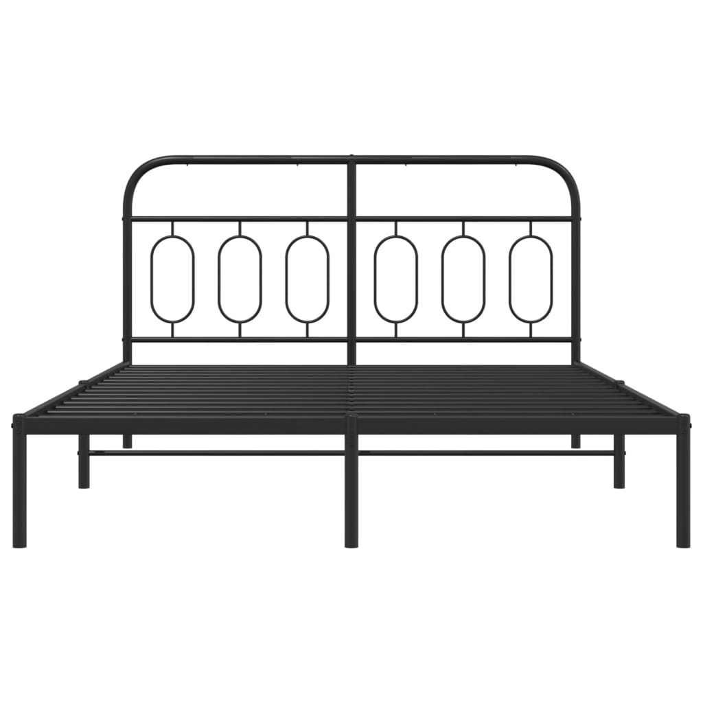 Metal Bed Frame without Mattress with Headboard Black 135x190 cm