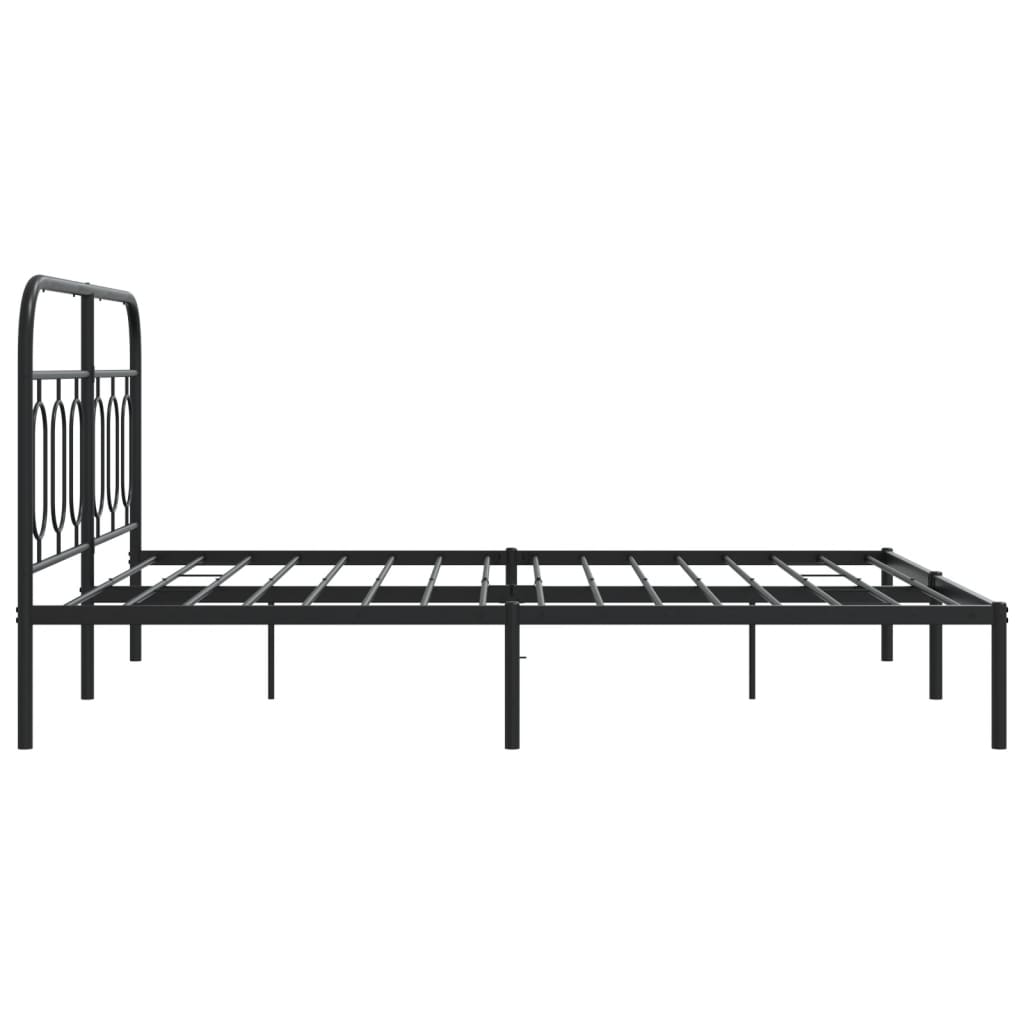 Metal Bed Frame without Mattress with Headboard Black 135x190 cm