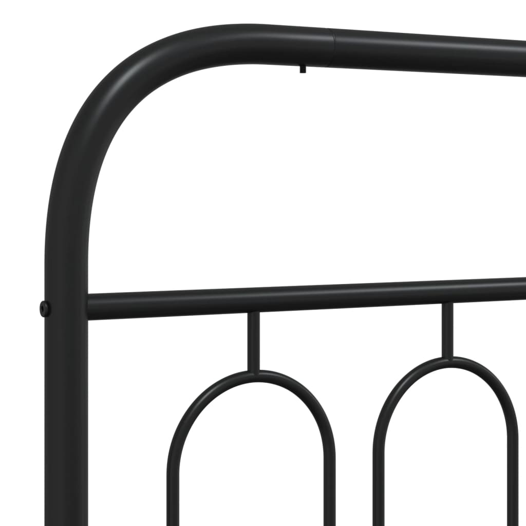 Metal Bed Frame without Mattress with Headboard Black 135x190 cm