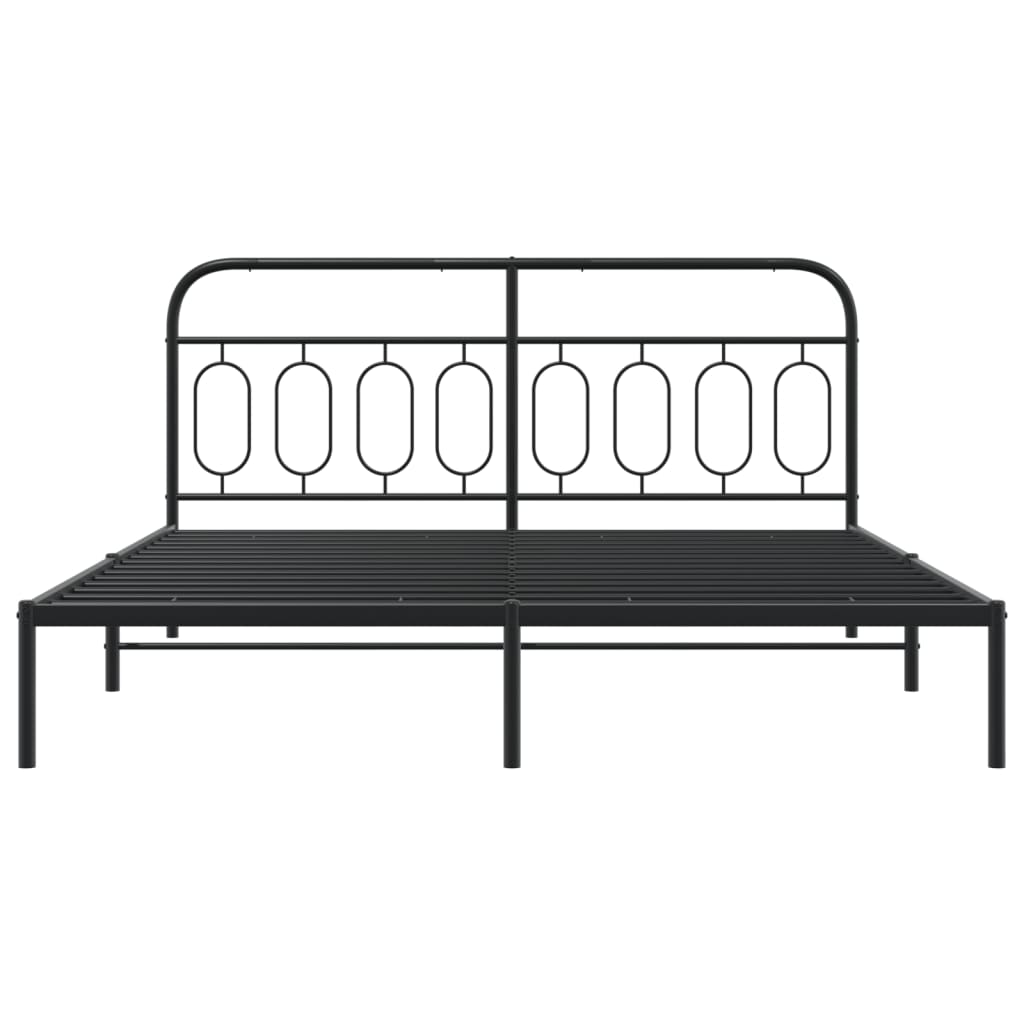 Metal Bed Frame without Mattress with Headboard Black 183x203 cm King