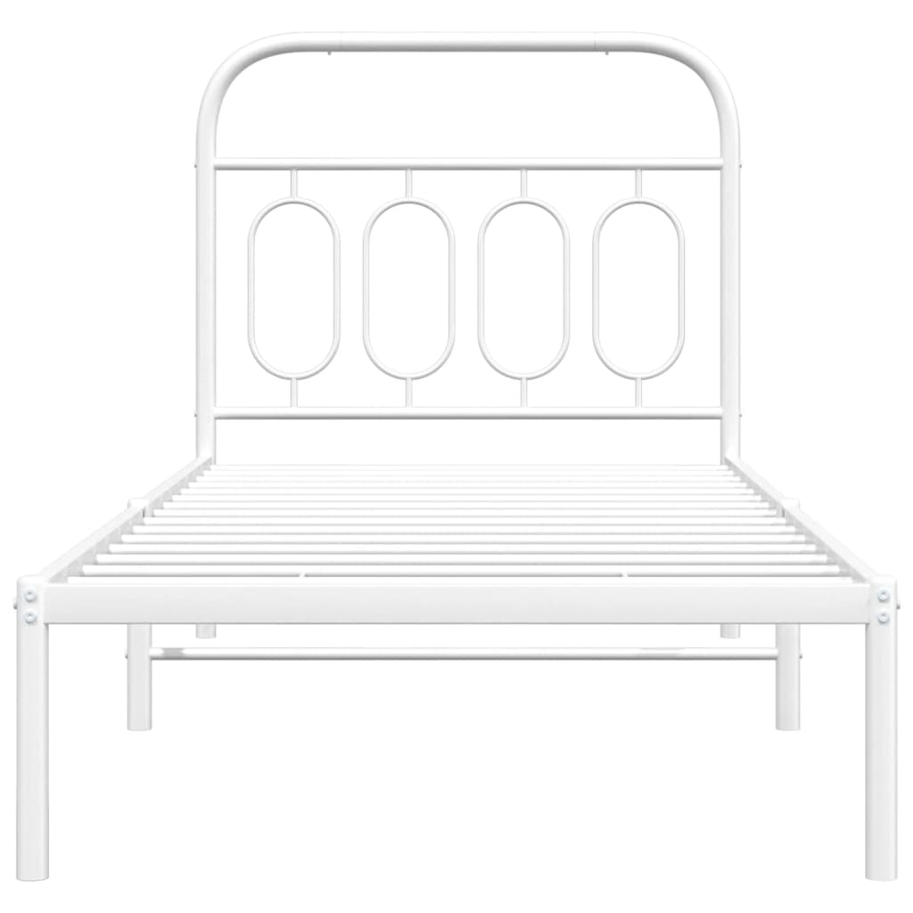 Metal Bed Frame without Mattress with Headboard White 90x190 cm