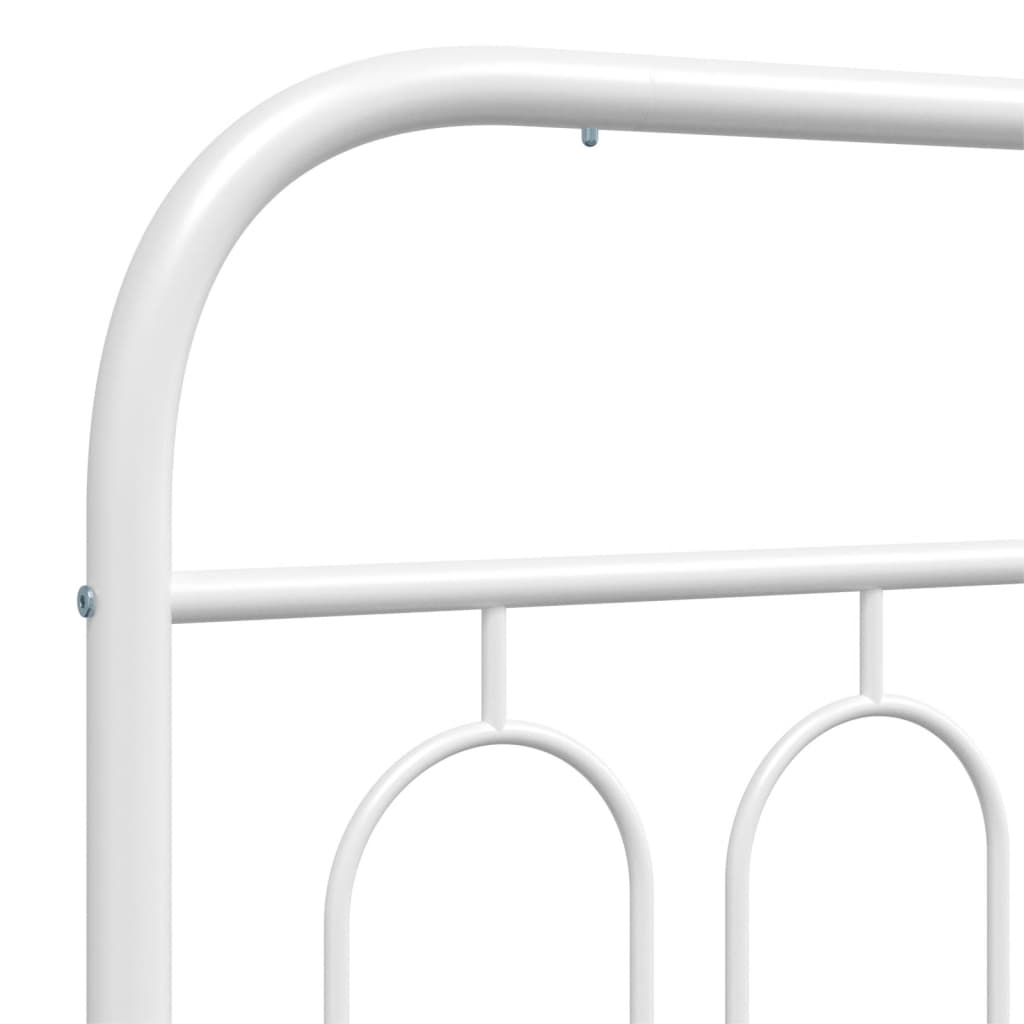 Metal Bed Frame without Mattress with Headboard White 90x190 cm