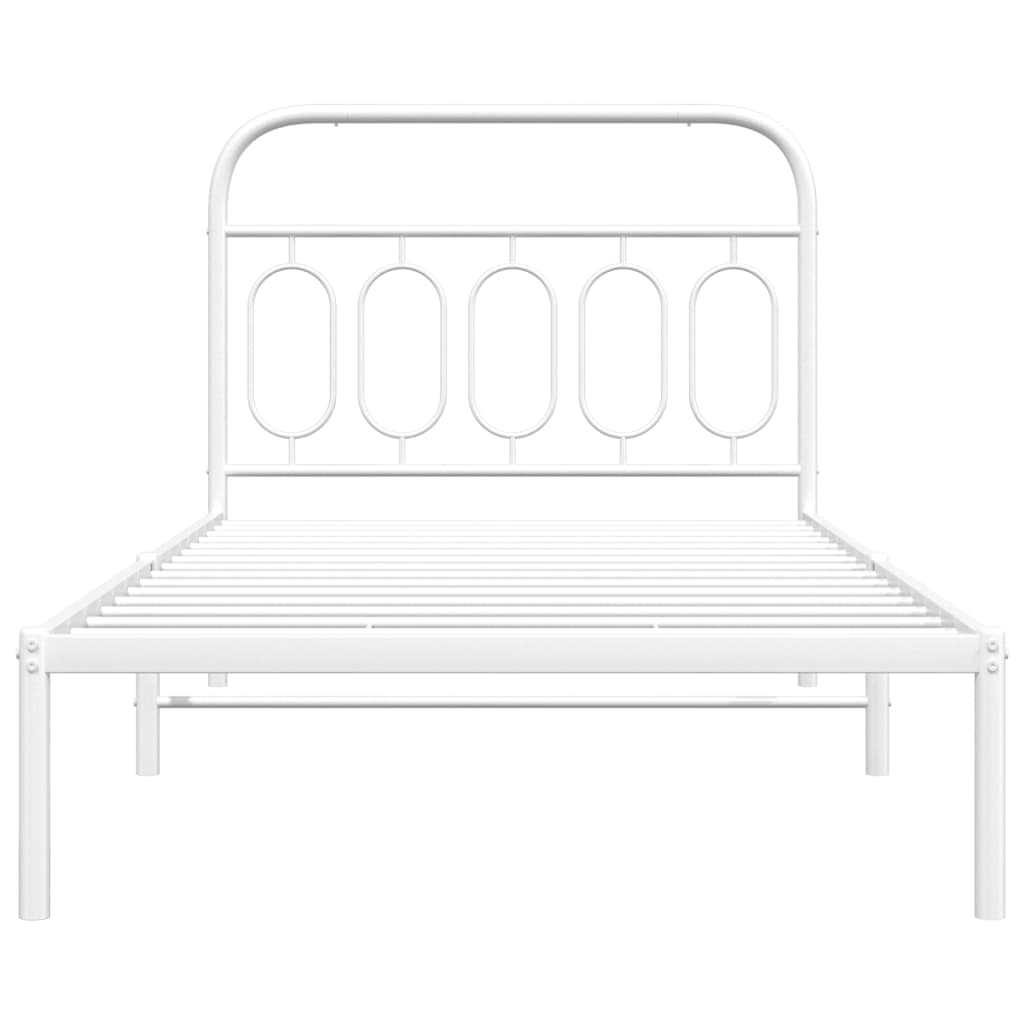 Metal Bed Frame without Mattress with Headboard White 107x203 cm King Single