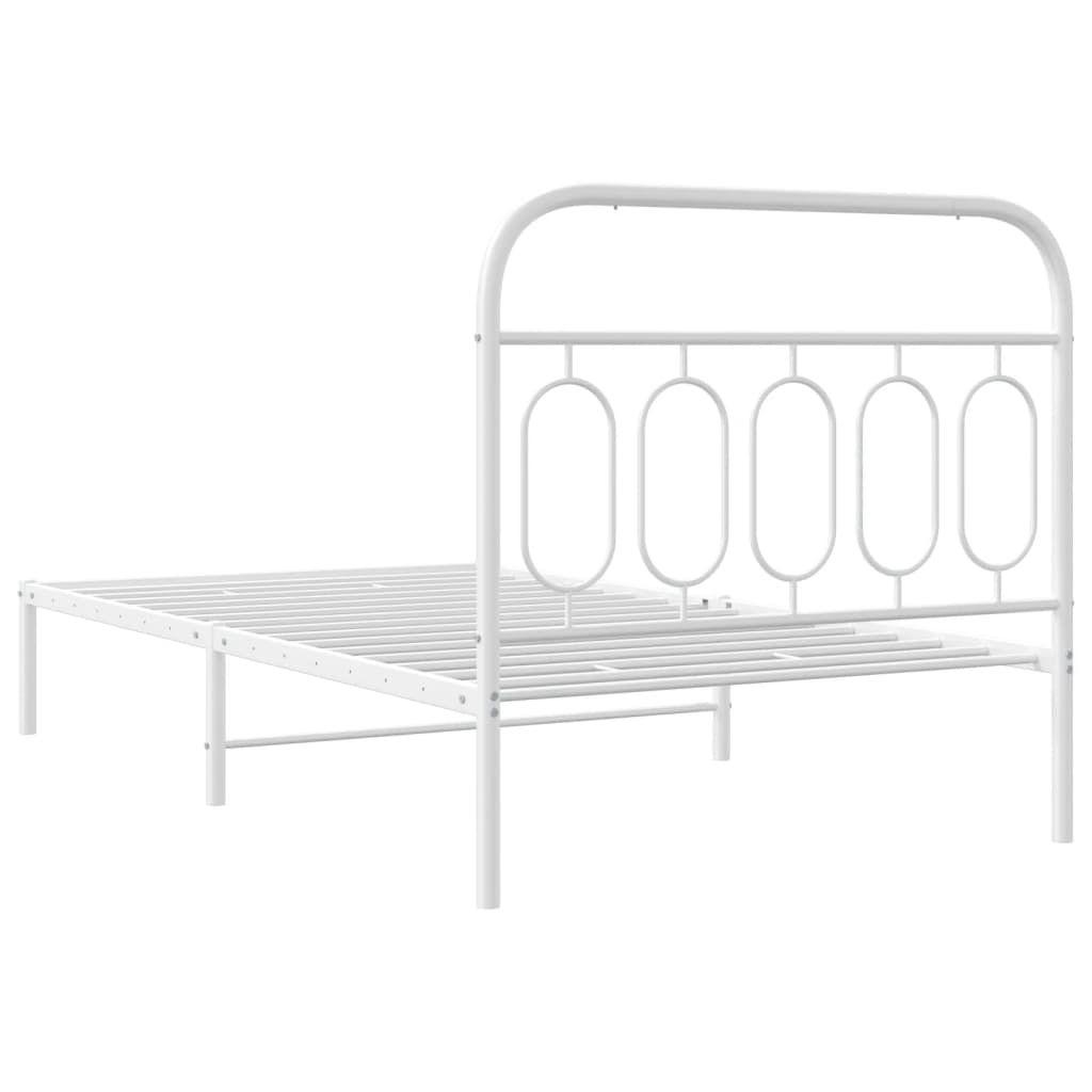 Metal Bed Frame without Mattress with Headboard White 107x203 cm King Single