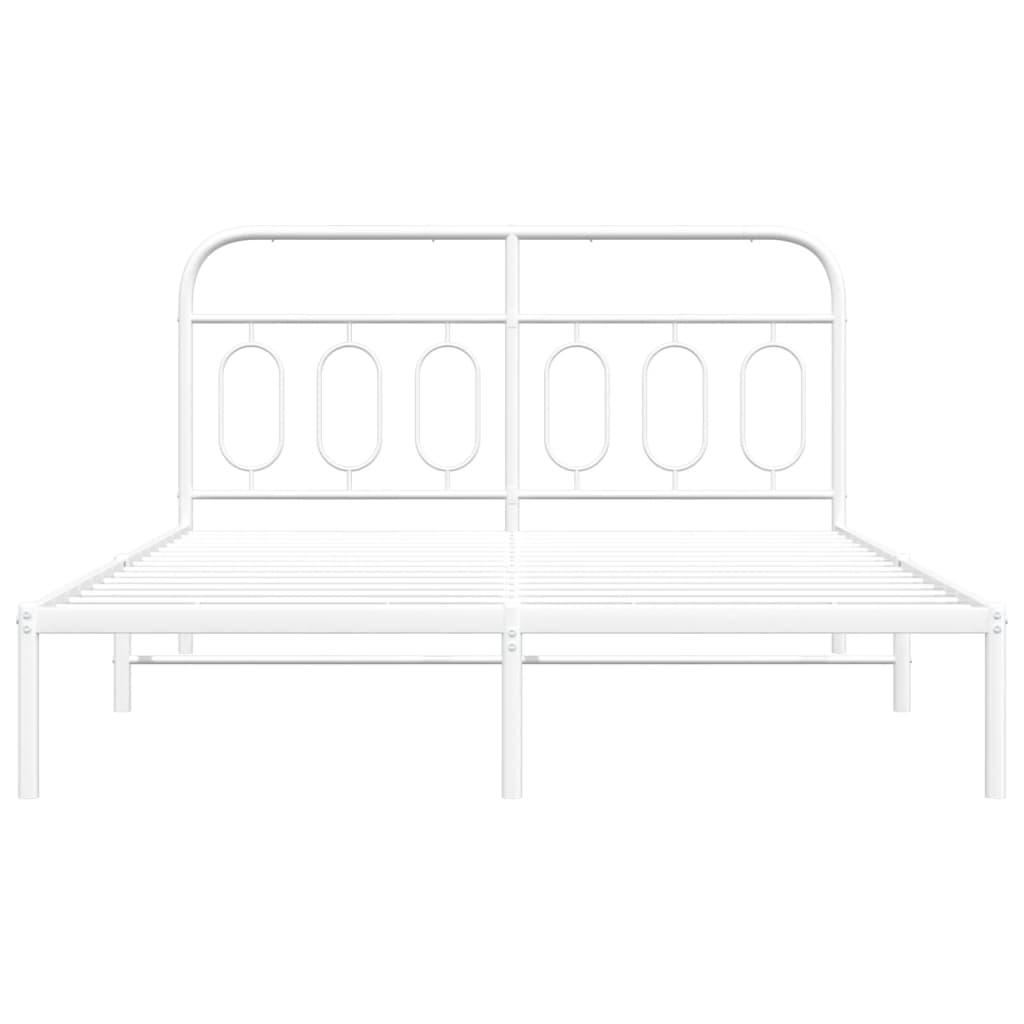 Metal Bed Frame without Mattress with Headboard White 135x190 cm