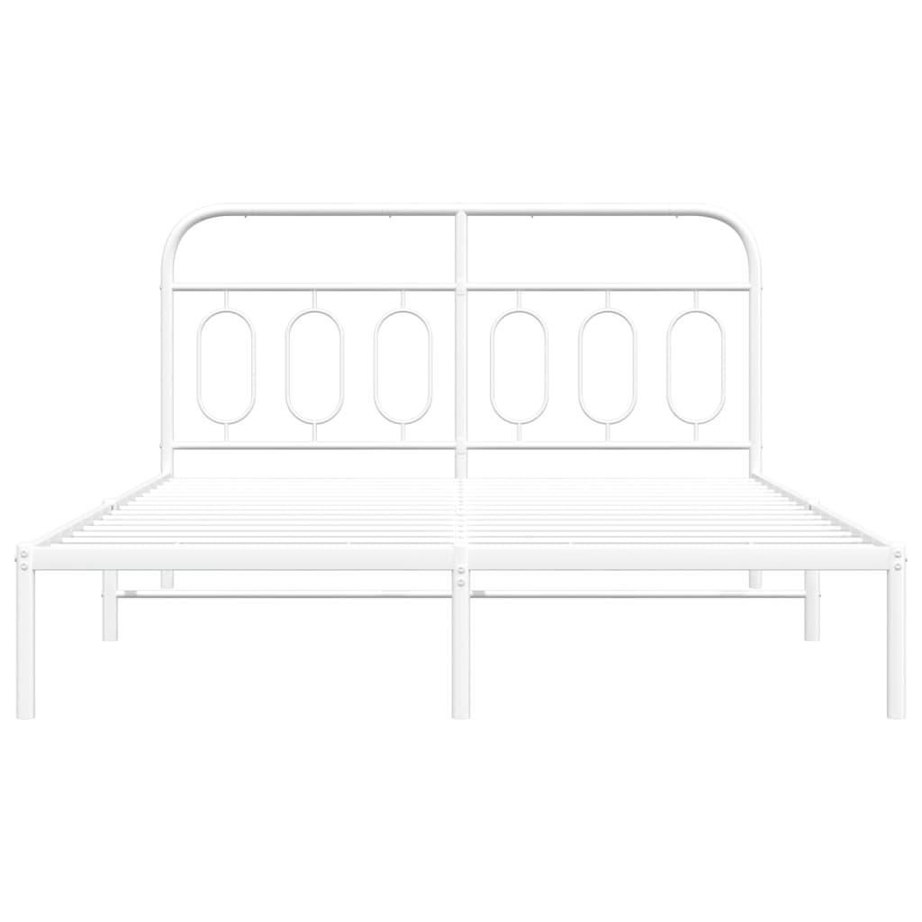 Metal Bed Frame without Mattress with Headboard White 150x200 cm