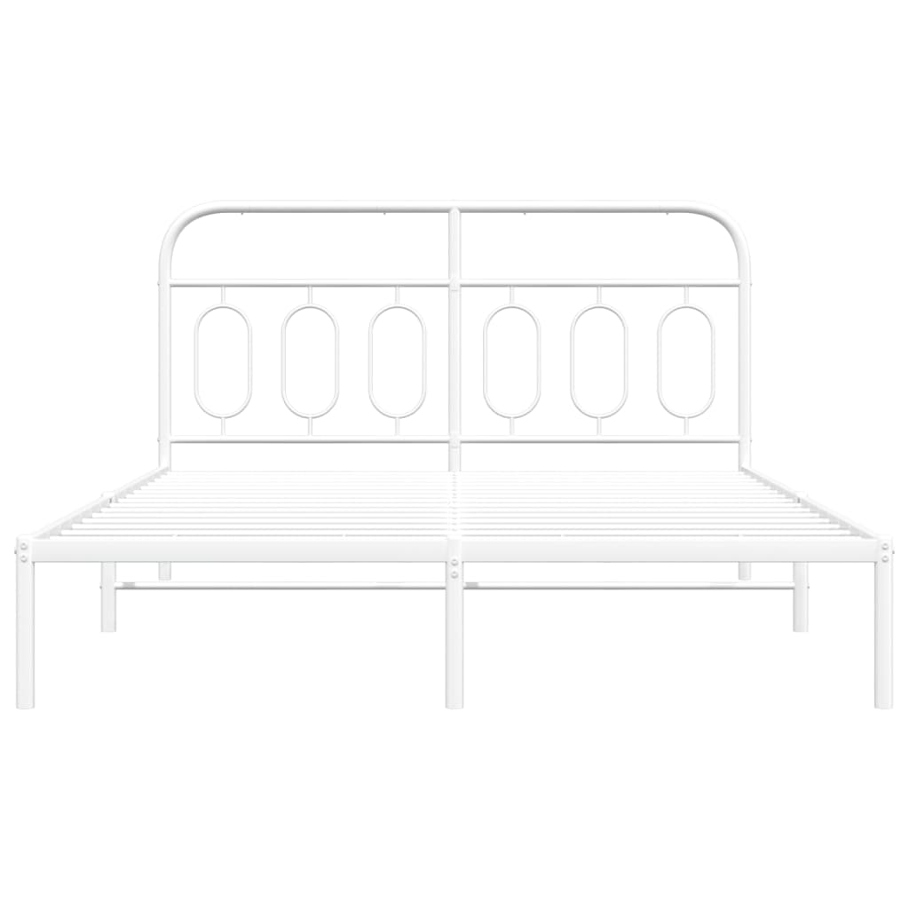 Metal Bed Frame without Mattress with Headboard White 150x200 cm