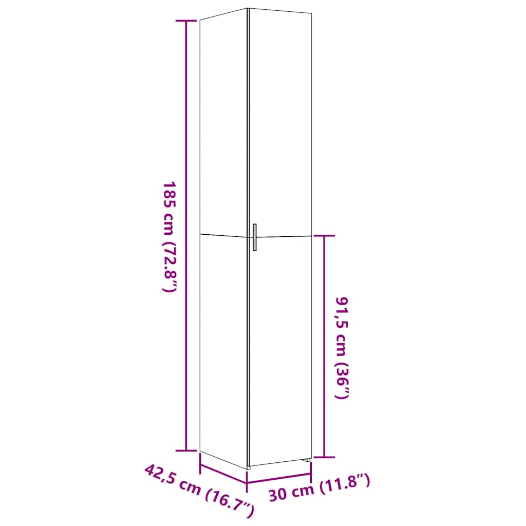 Highboard White 30x42.5x185 cm Engineered Wood