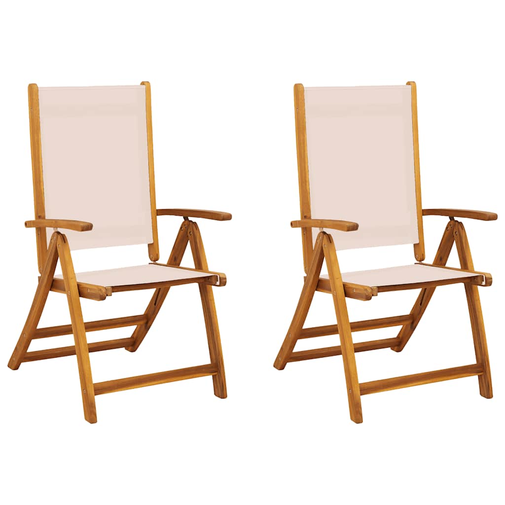 Folding Chairs 2 pcs Solid Wood Acacia and Textilene