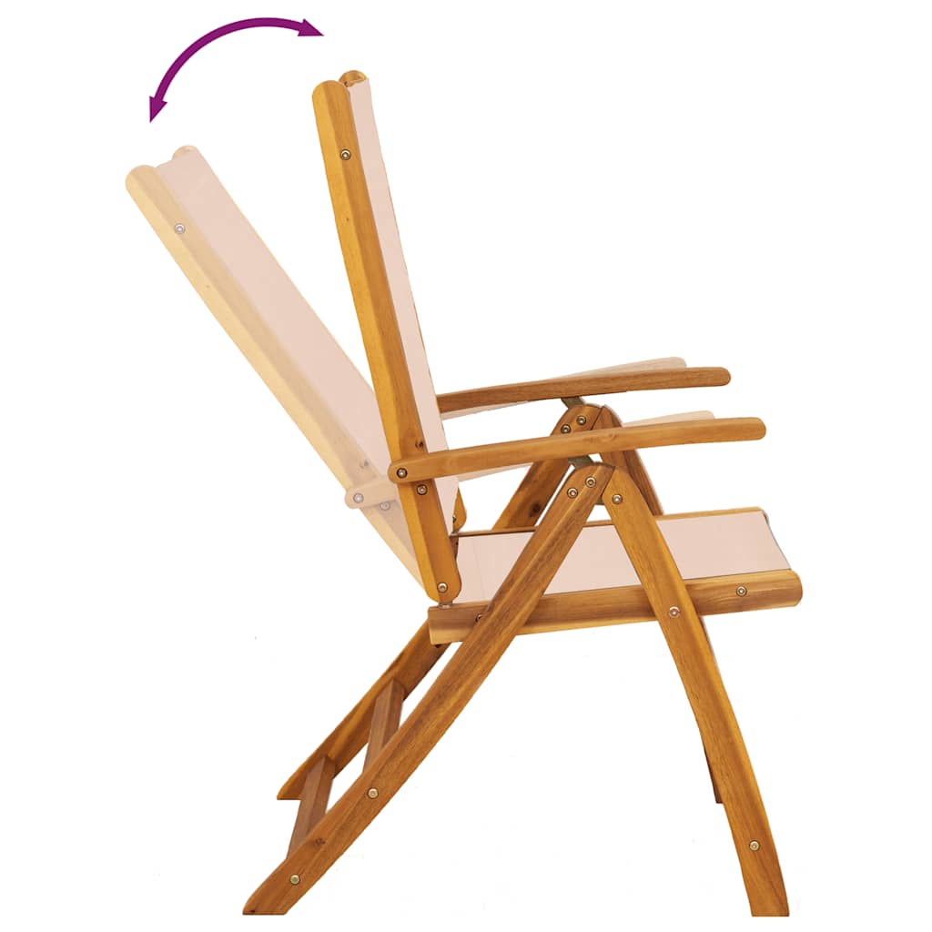 Folding Chairs 2 pcs Solid Wood Acacia and Textilene