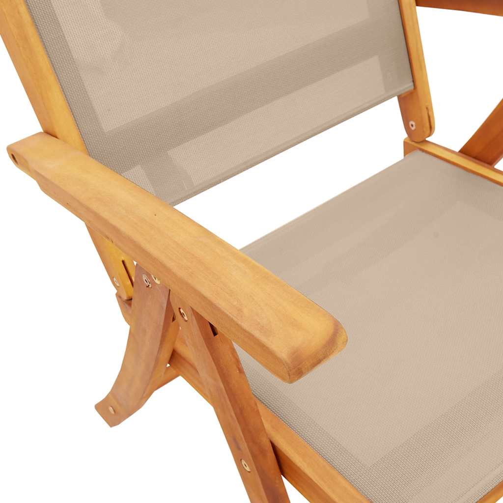 Folding Chairs 2 pcs Solid Wood Acacia and Textilene