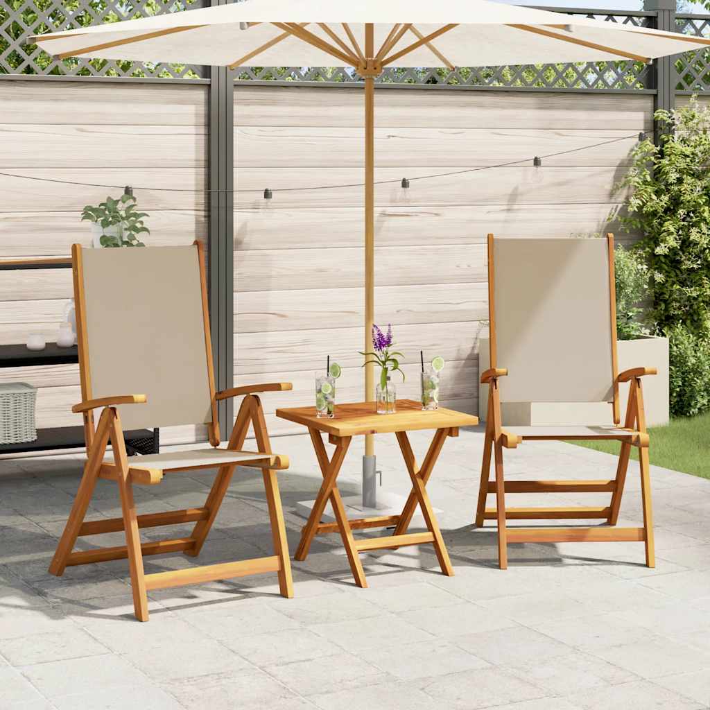 Folding Chairs 2 pcs Solid Wood Acacia and Textilene