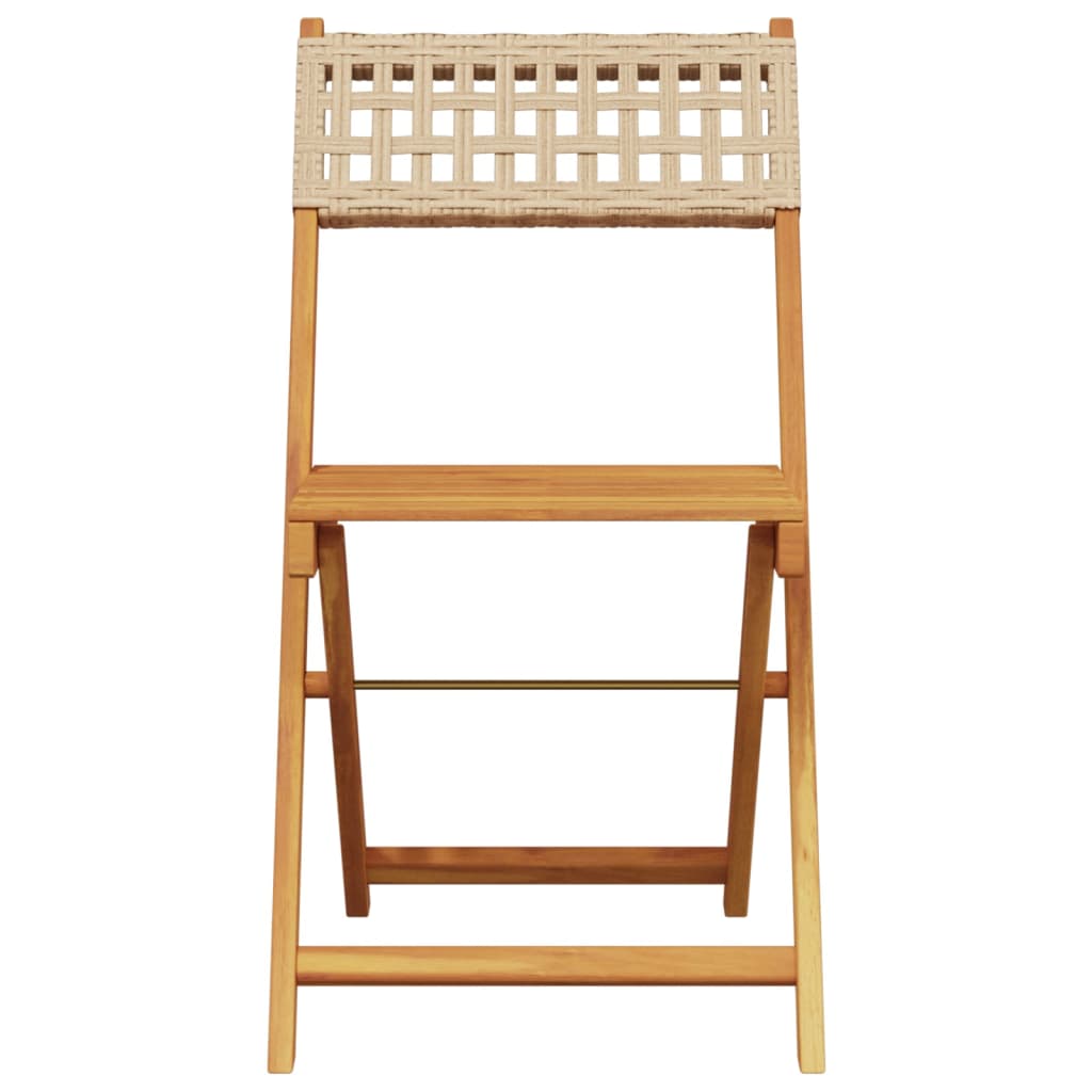 5 Piece Garden Dining Set Beige Poly Rattan and Solid Wood