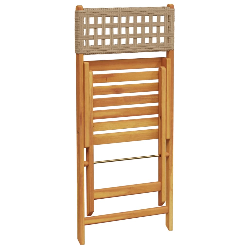 5 Piece Garden Dining Set Beige Poly Rattan and Solid Wood