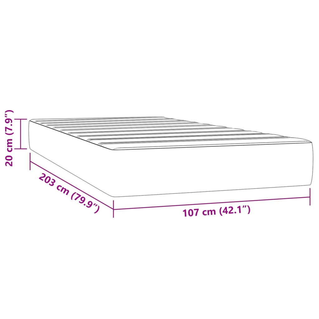 Pocket Spring Bed Mattress Black 106x203x20 cm King Single Size Velvet