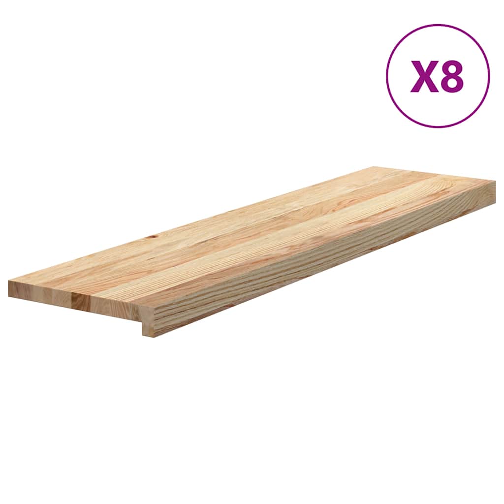 Stair Treads 8 pcs Untreated 100x25x2 cm Solid Wood Oak