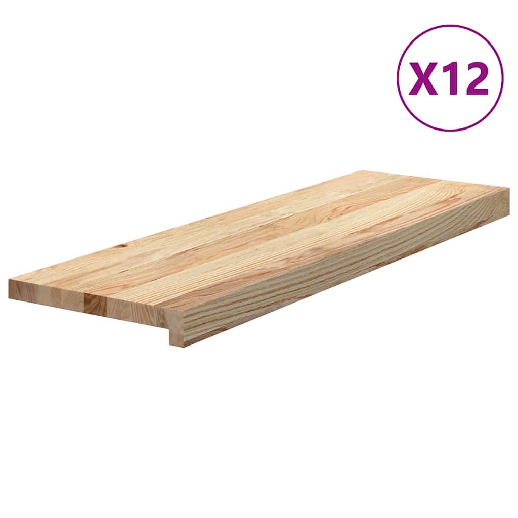 Stair Treads 12 pcs Untreated 80x30x2 cm Solid Wood Oak