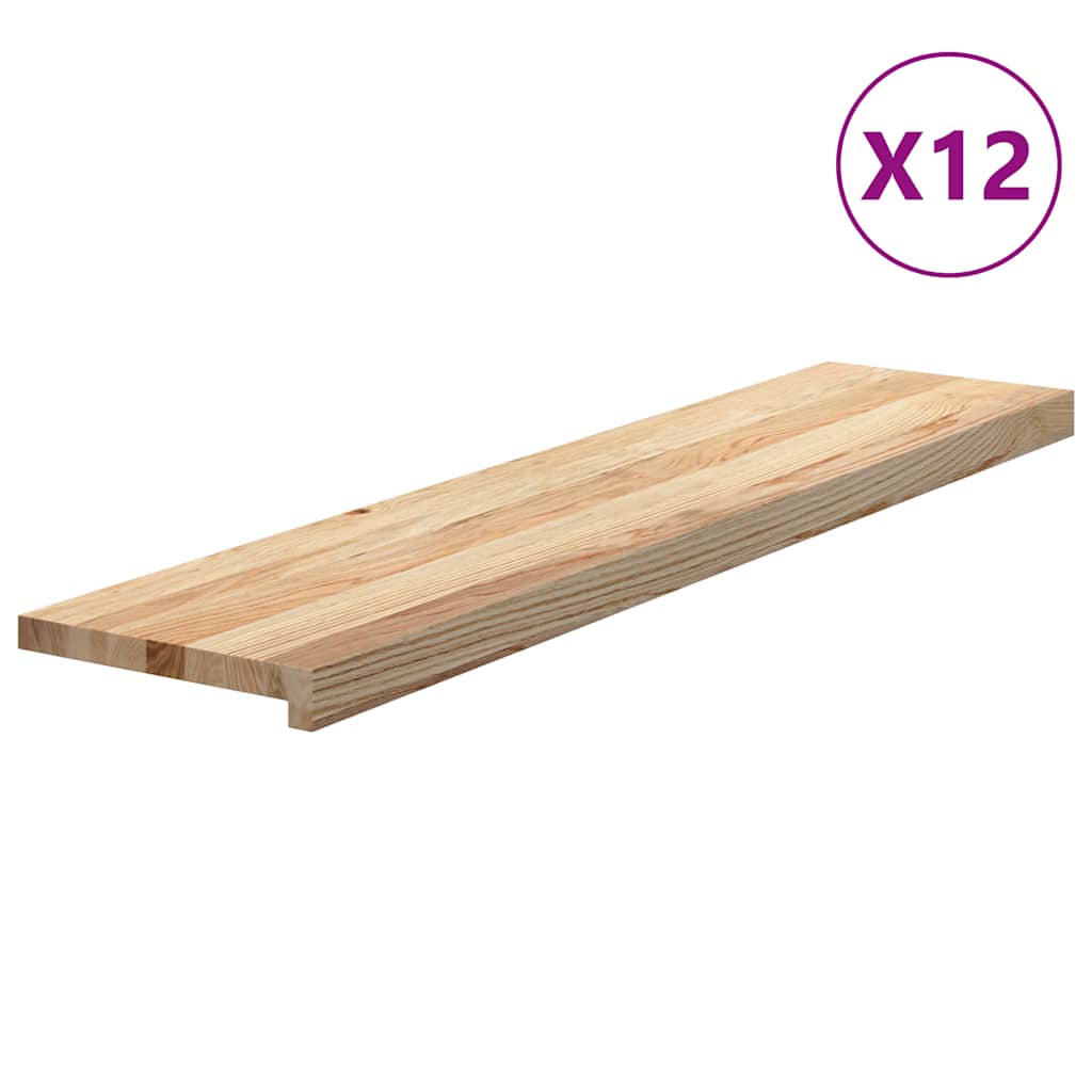 Stair Treads 12 pcs Untreated 110x30x2 cm Solid Wood Oak
