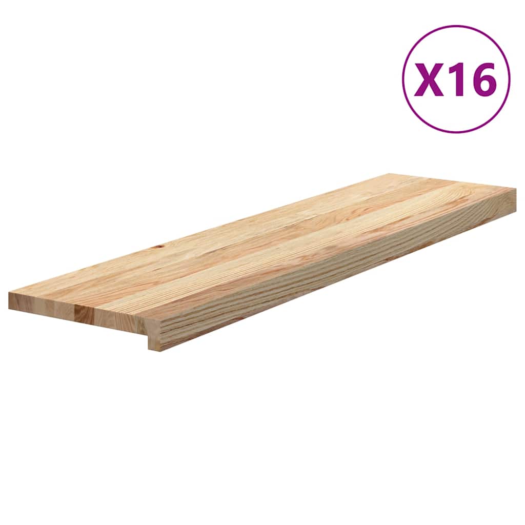Stair Treads 16 pcs Untreated 100x30x2 cm Solid Wood Oak