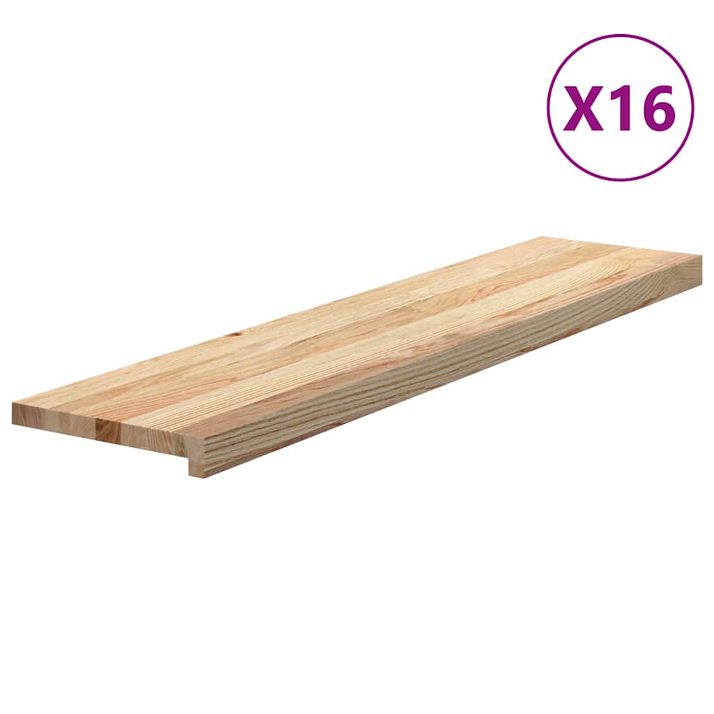 Stair Treads 16 pcs Untreated 110x30x2 cm Solid Wood Oak