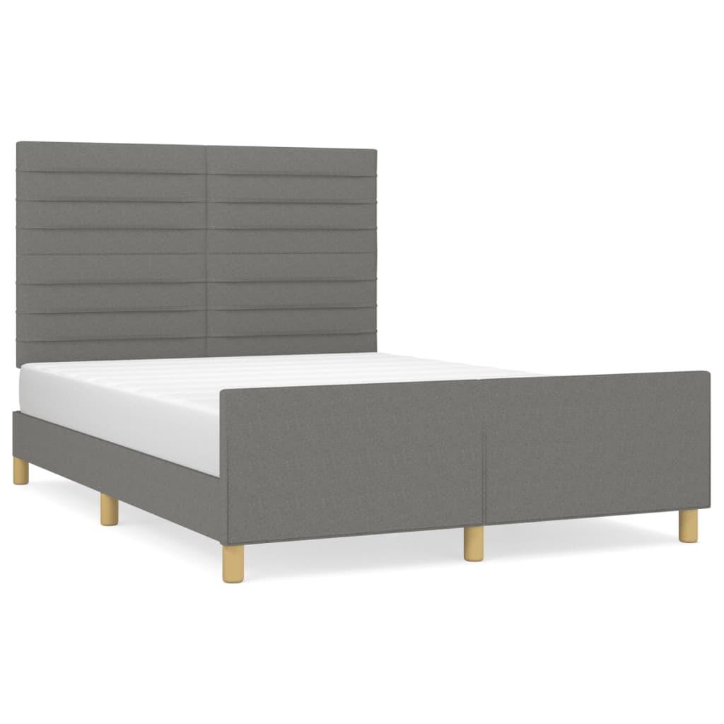 Bed Frame without Mattress Dark Grey 137x187 cm Double Fabric