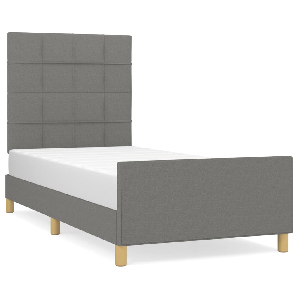 Bed Frame without Mattress Dark Grey 107x203 cm King Single Size Fabric