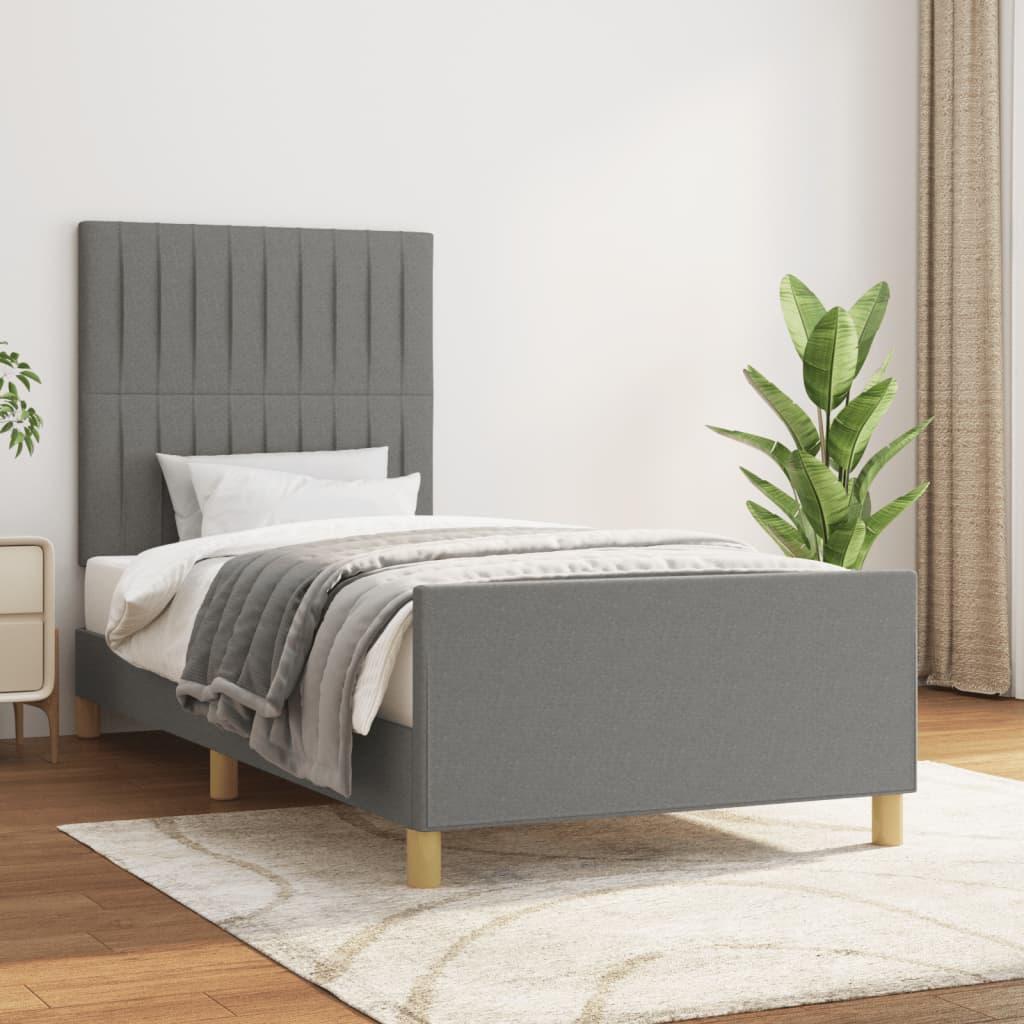 Bed Frame without Mattress Dark Grey 107x203 cm King Single Size Fabric