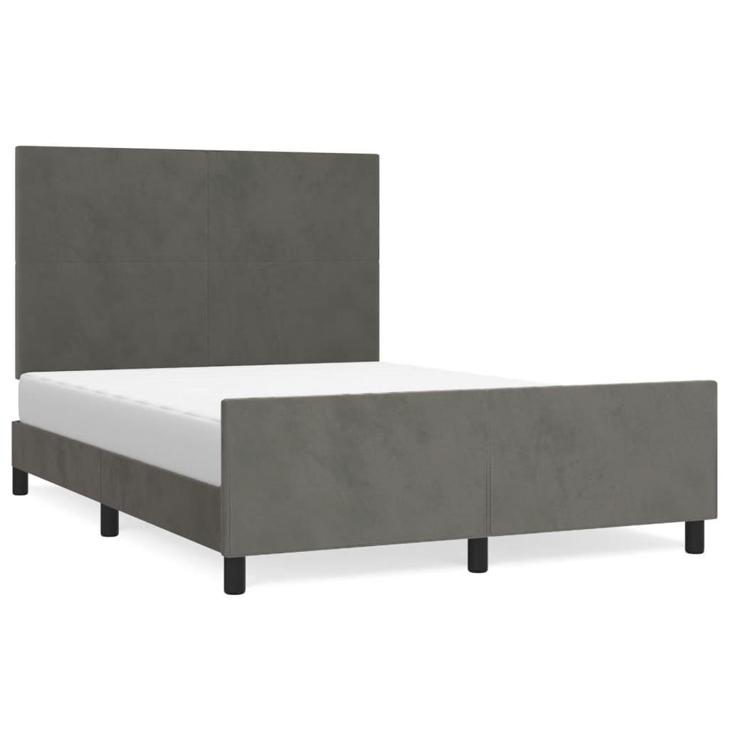 Bed Frame without Mattress Dark Grey 137x187 cm Double Velvet