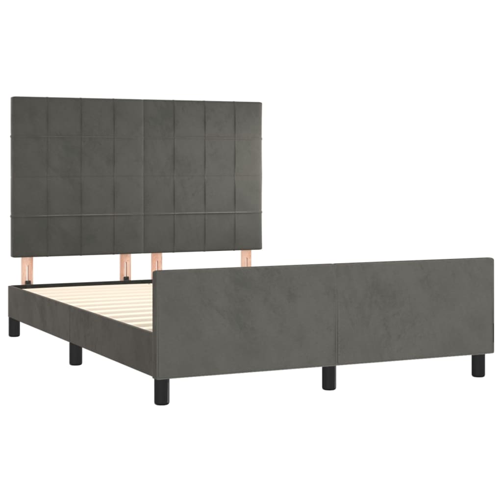 Bed Frame without Mattress Dark Grey 137x187 cm Double Velvet