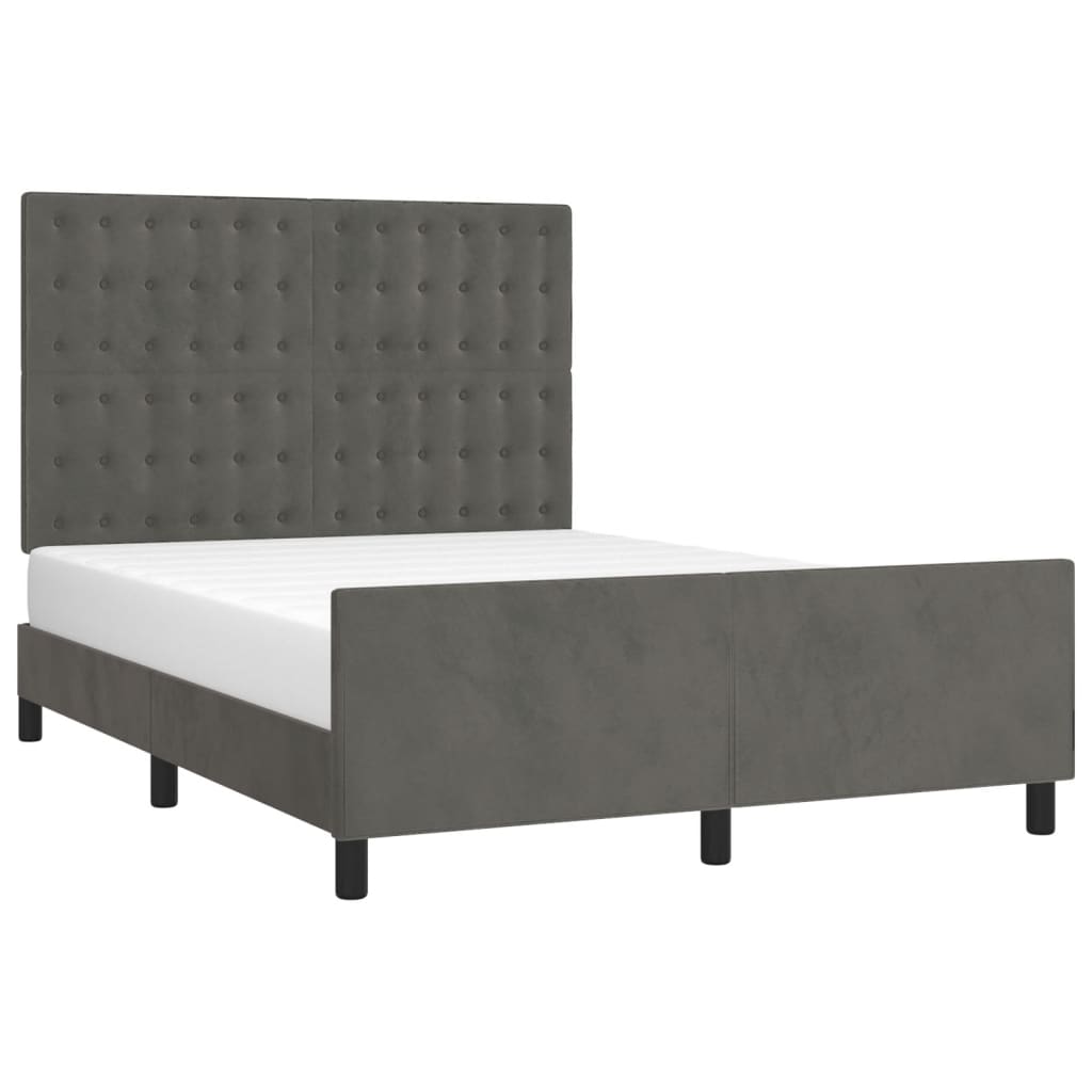 Bed Frame without Mattress Dark Grey 137x187 cm Double Velvet