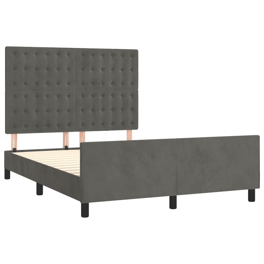 Bed Frame without Mattress Dark Grey 137x187 cm Double Velvet