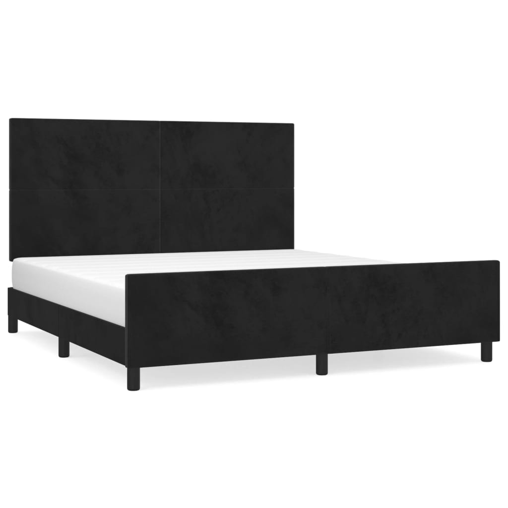 Bed Frame without Mattress Black 152x203 cm Queen Velvet