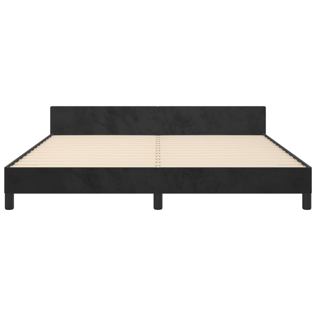 Bed Frame without Mattress Black 152x203 cm Queen Velvet