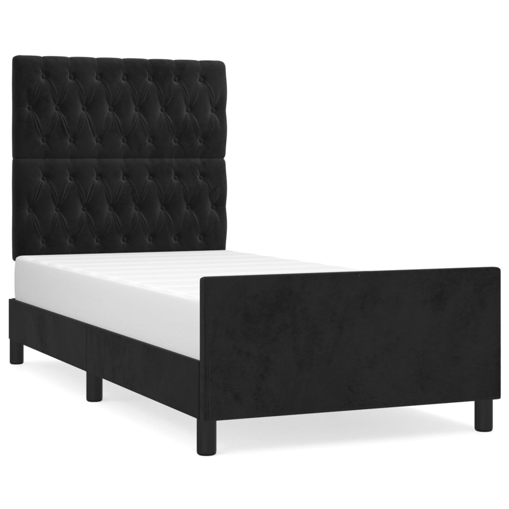 Bed Frame without Mattress Black 107x203 cm King Single Size Velvet