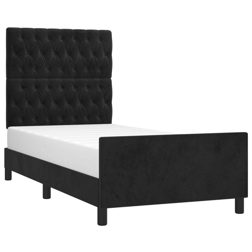 Bed Frame without Mattress Black 107x203 cm King Single Size Velvet