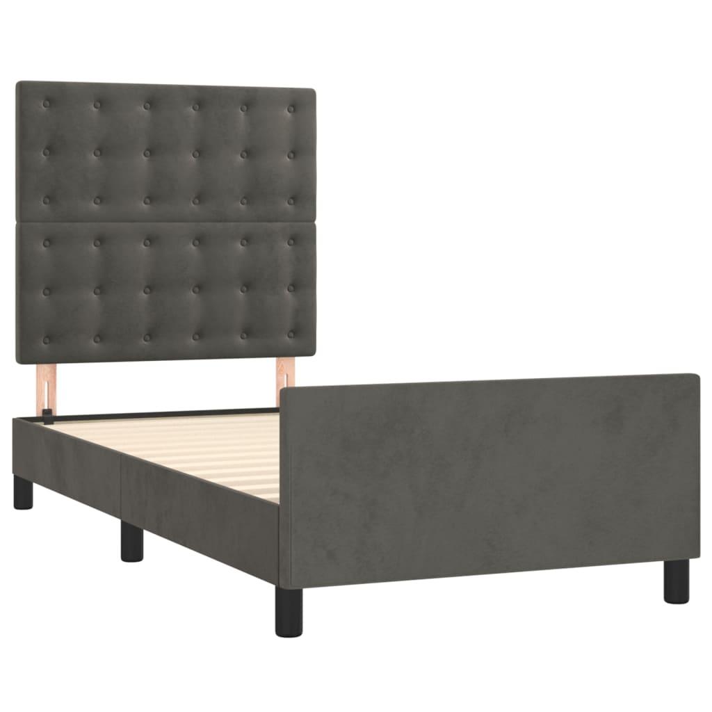 Bed Frame without Mattress Dark Grey 107x203 cm King Single Size Velvet