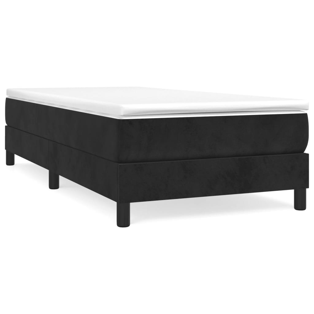 Box Spring Bed with Mattress Black 106x203 cm King Single Size Velvet