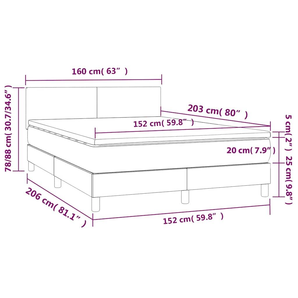 Box Spring Bed with Mattress Black 153x203 cm Queen Size Fabric