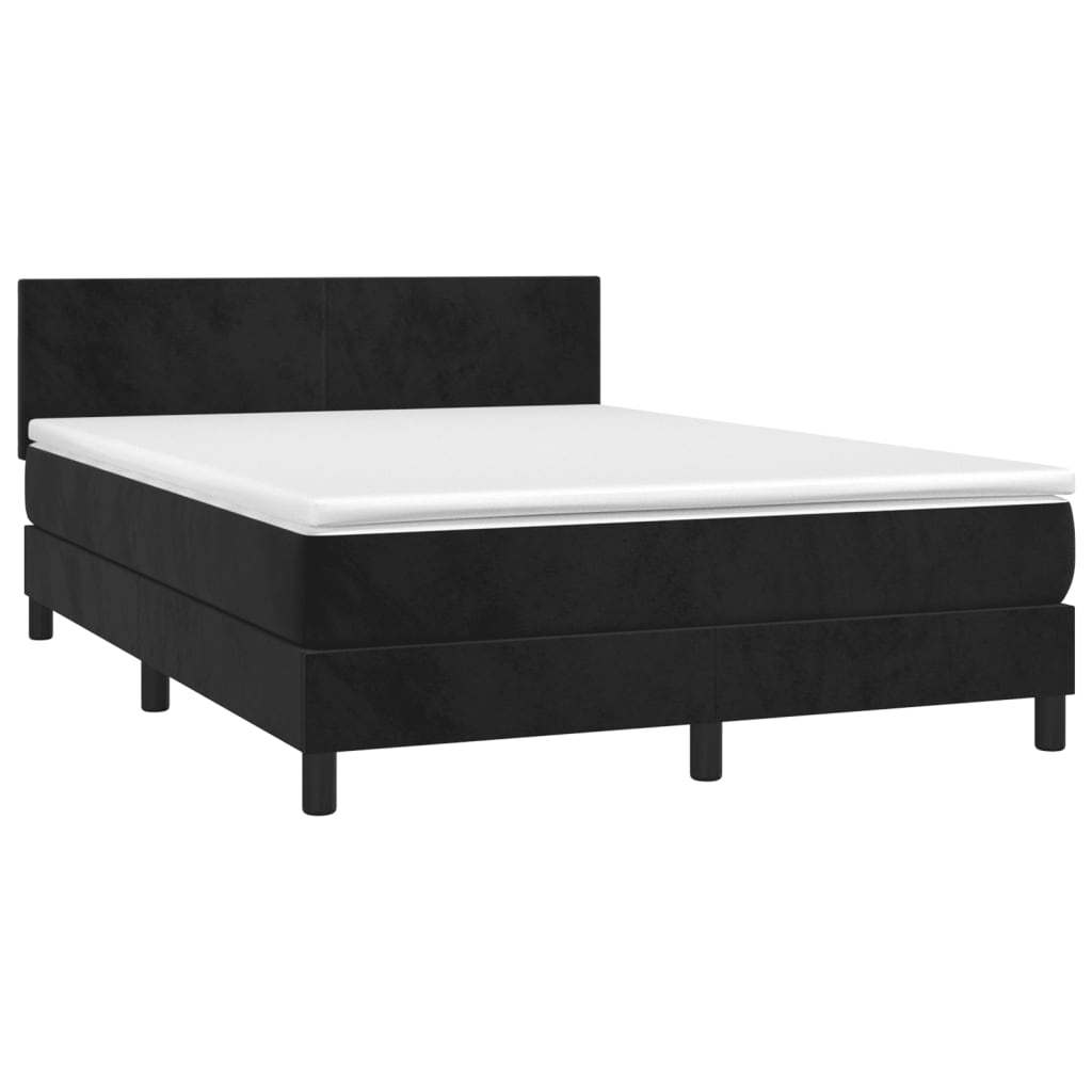 Box Spring Bed with Mattress Black 137x187 cm Double Size Velvet
