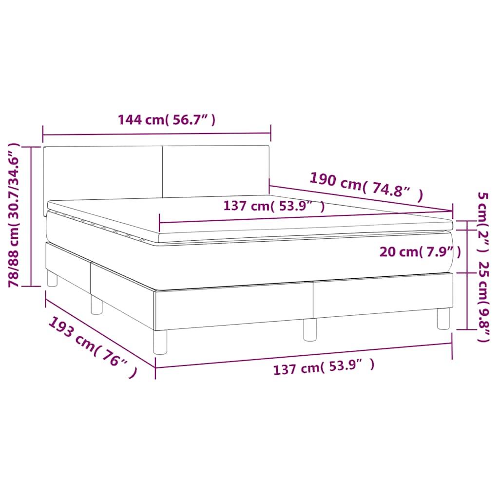 Box Spring Bed with Mattress Black 137x187 cm Double Size Velvet
