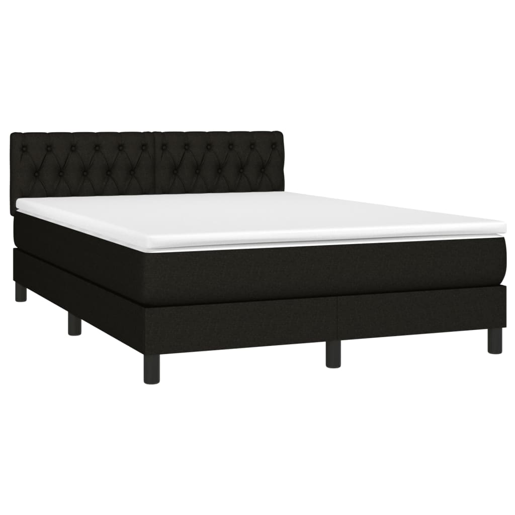 Box Spring Bed with Mattress&LED Black 137x190 cm Full Fabric