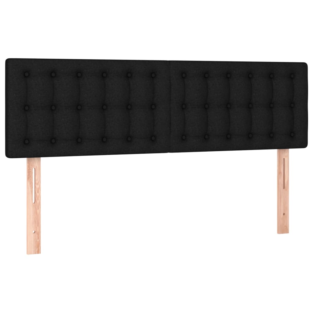 Box Spring Bed with Mattress&LED Black 152x203 cm Queen Fabric