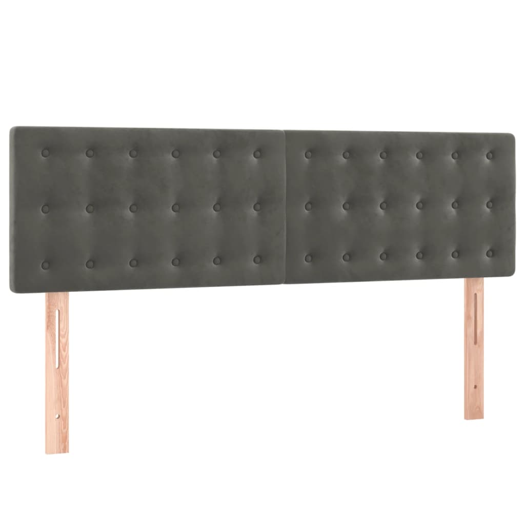 Box Spring Bed with Mattress&LED Dark Grey 153x203 cm Queen Size Velvet