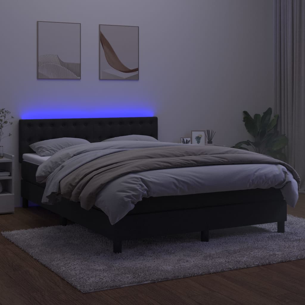 Box Spring Bed with Mattress&LED Black 152x203 cm Queen Velvet