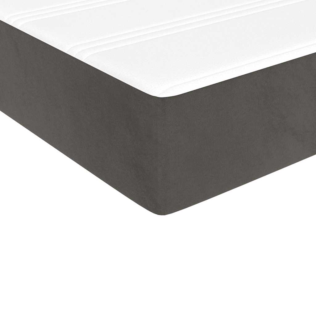 Box Spring Bed with Mattress&LED Dark Grey 106x203 cm King Single Size Velvet