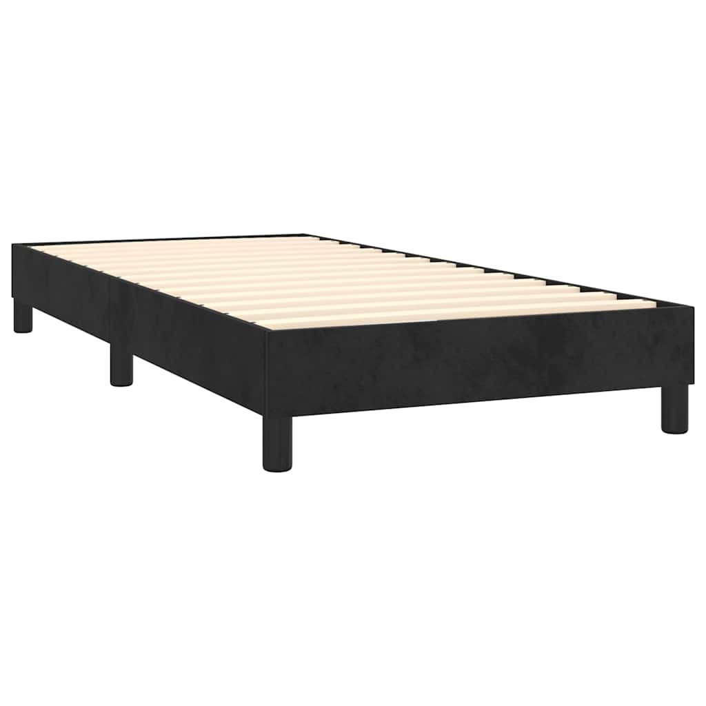 Box Spring Bed with Mattress&LED Black 107x203 cm King Single Size Velvet