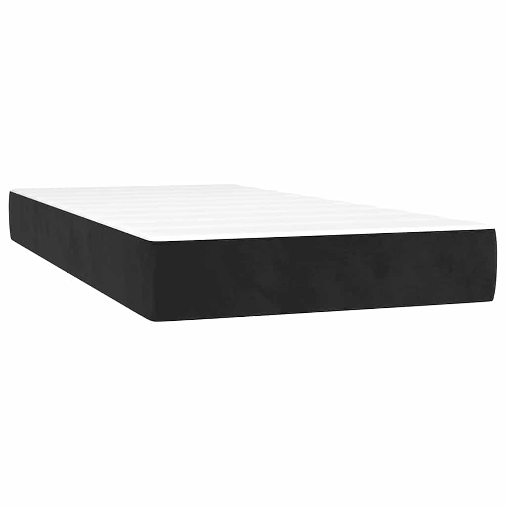 Box Spring Bed with Mattress&LED Black 107x203 cm King Single Size Velvet