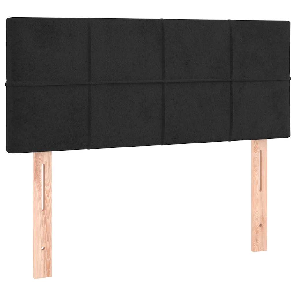 Box Spring Bed with Mattress&LED Black 107x203 cm King Single Size Velvet