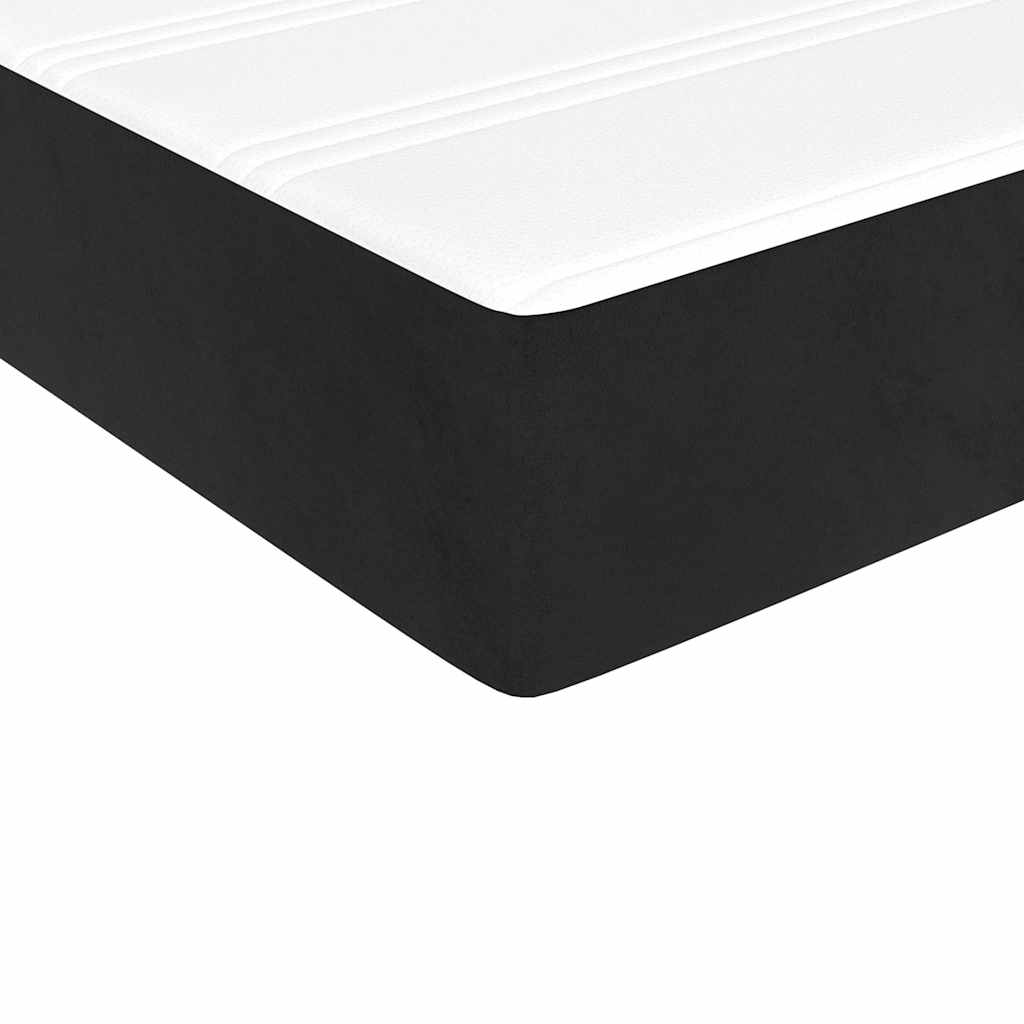 Box Spring Bed with Mattress&LED Black 107x203 cm King Single Size Velvet