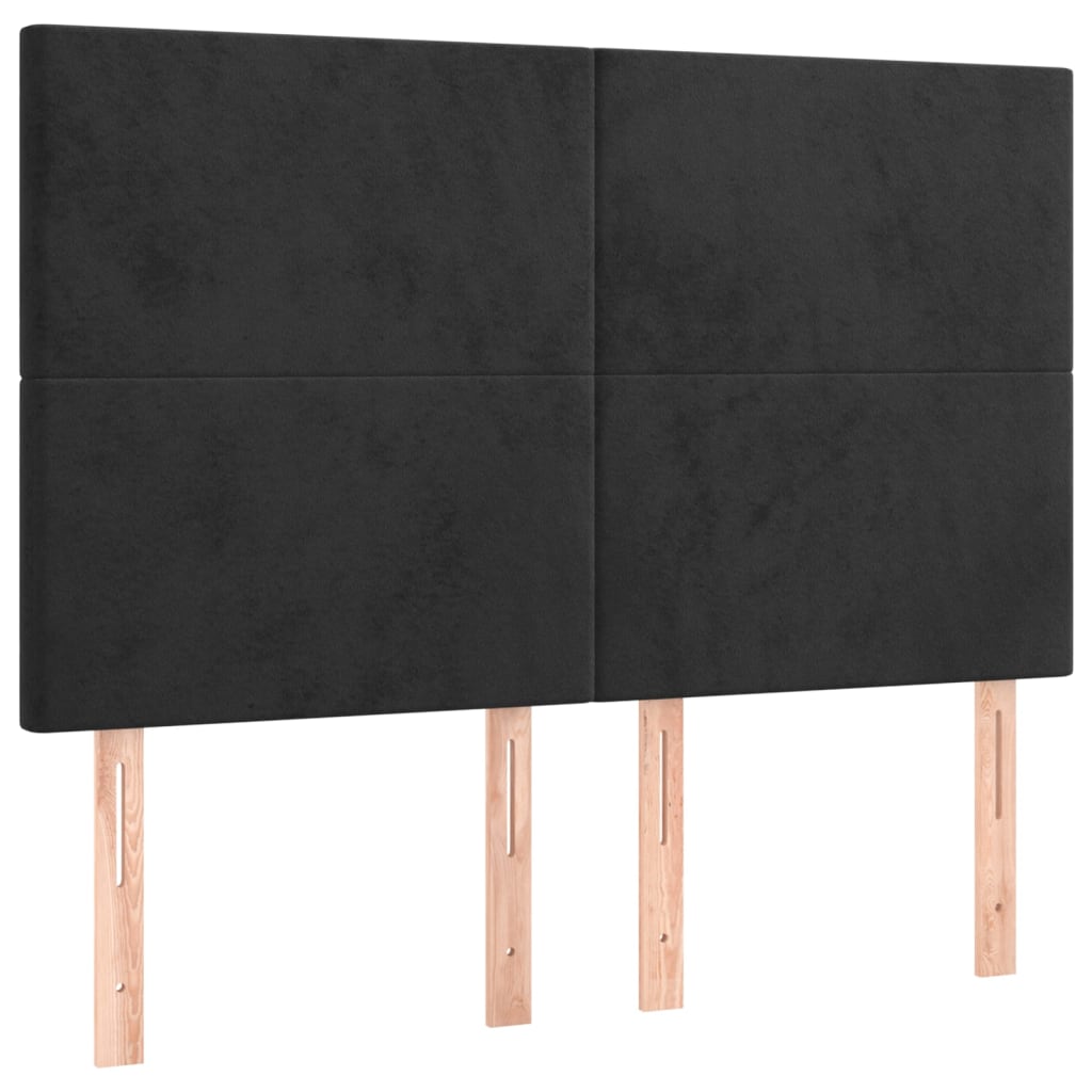 Box Spring Bed with Mattress&LED Black 153x203 cm Queen Size Velvet